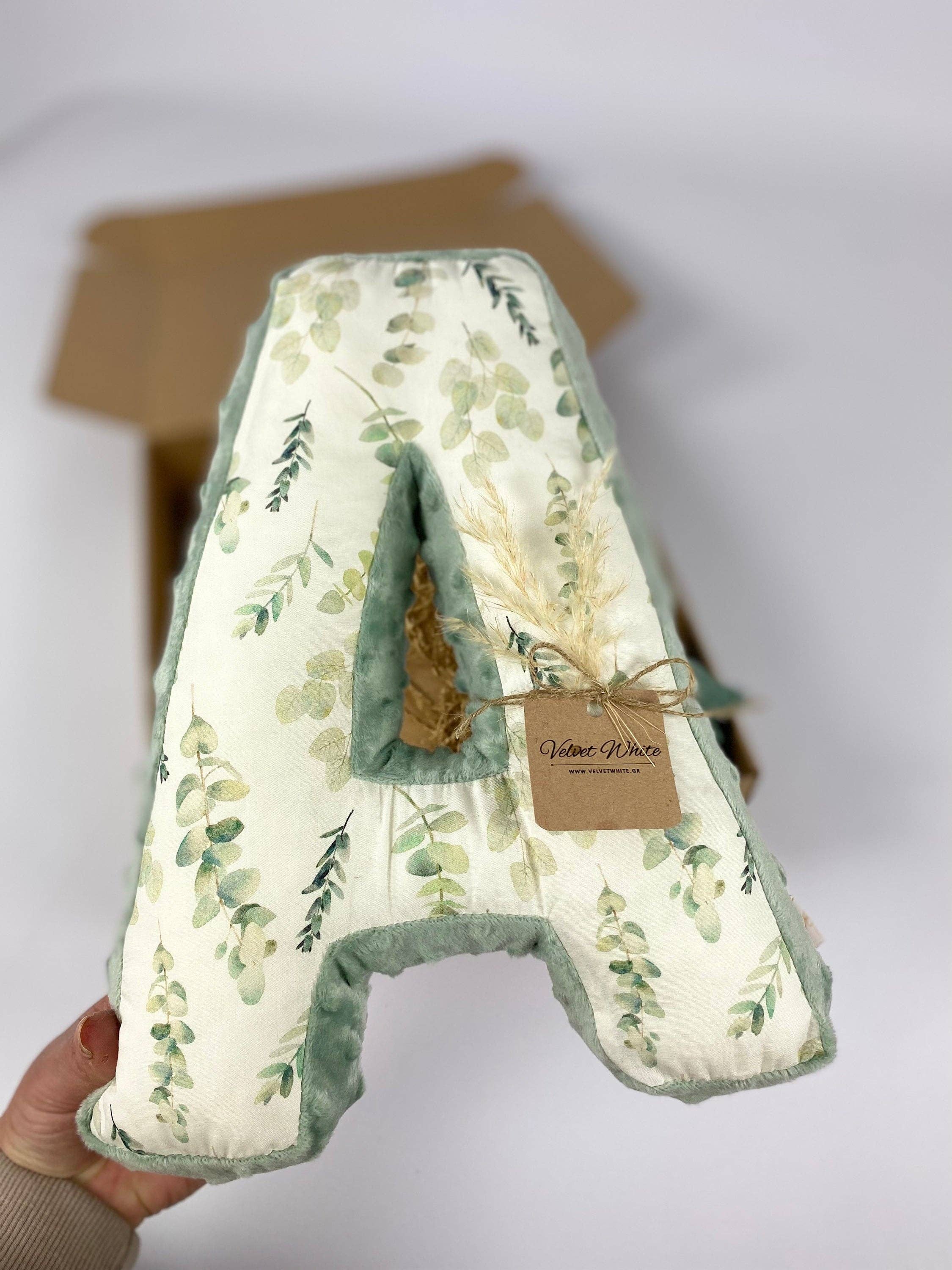 Floral Letter Pillow (Pattern – eucalyptus style)