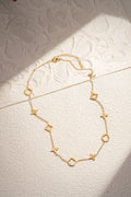 Gold Stainless Steel Necklace with Flower and Star Patterns