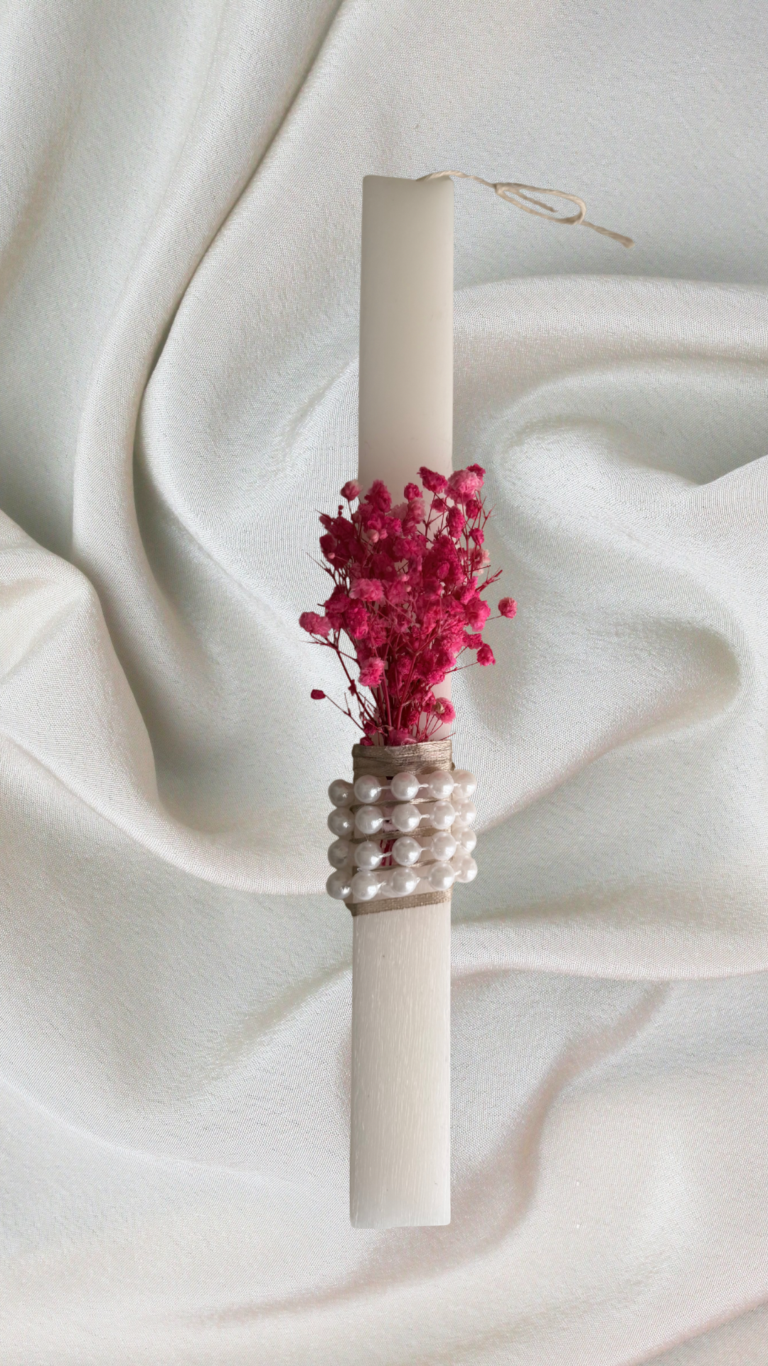 Ivory Blossom Candle with Pearl Detail
