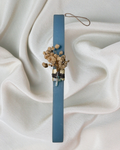 Blue Easter Candle with Cross – Minimal Baptism Style