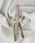 Elegant White Easter Candle with Pearls & Ribbon