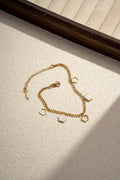 Stainless steel clover charm bracelet-Gold