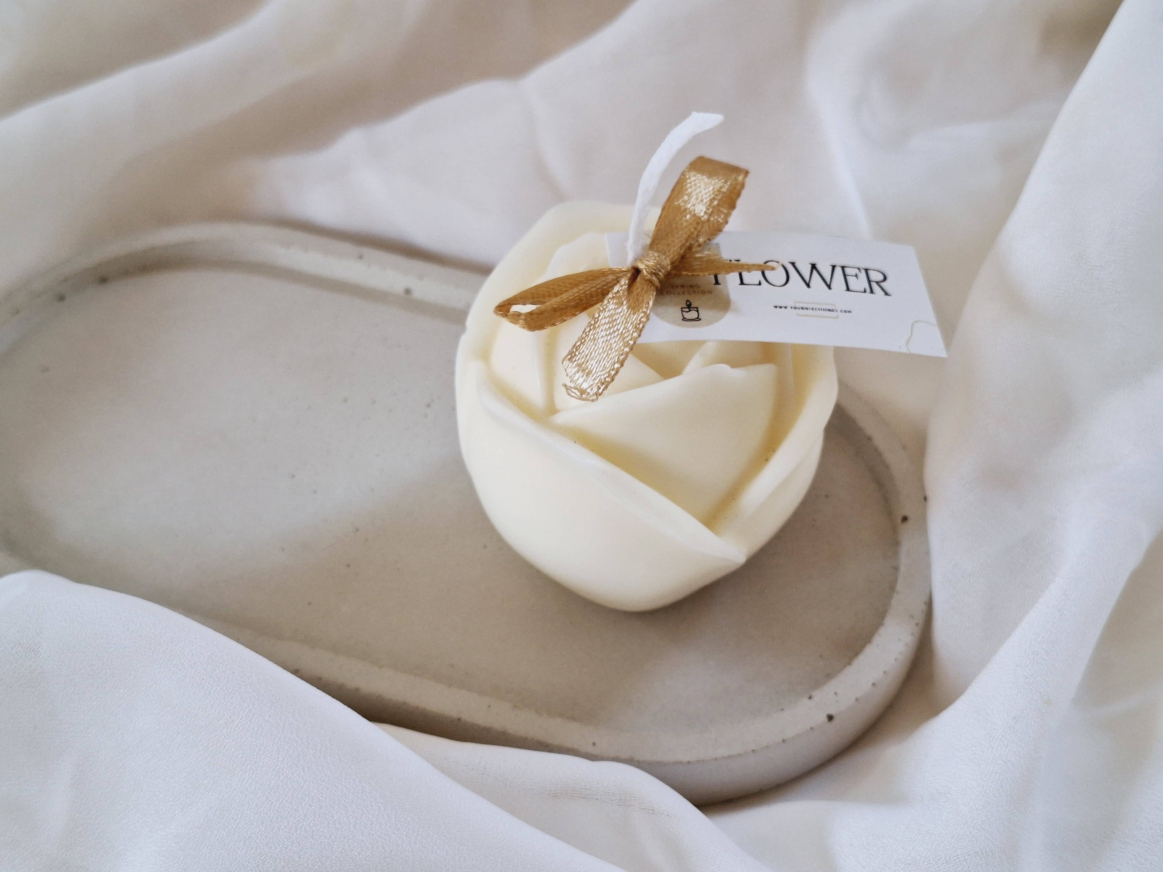 Decorative soy wax candle, ylang-ylang flower and jasmine