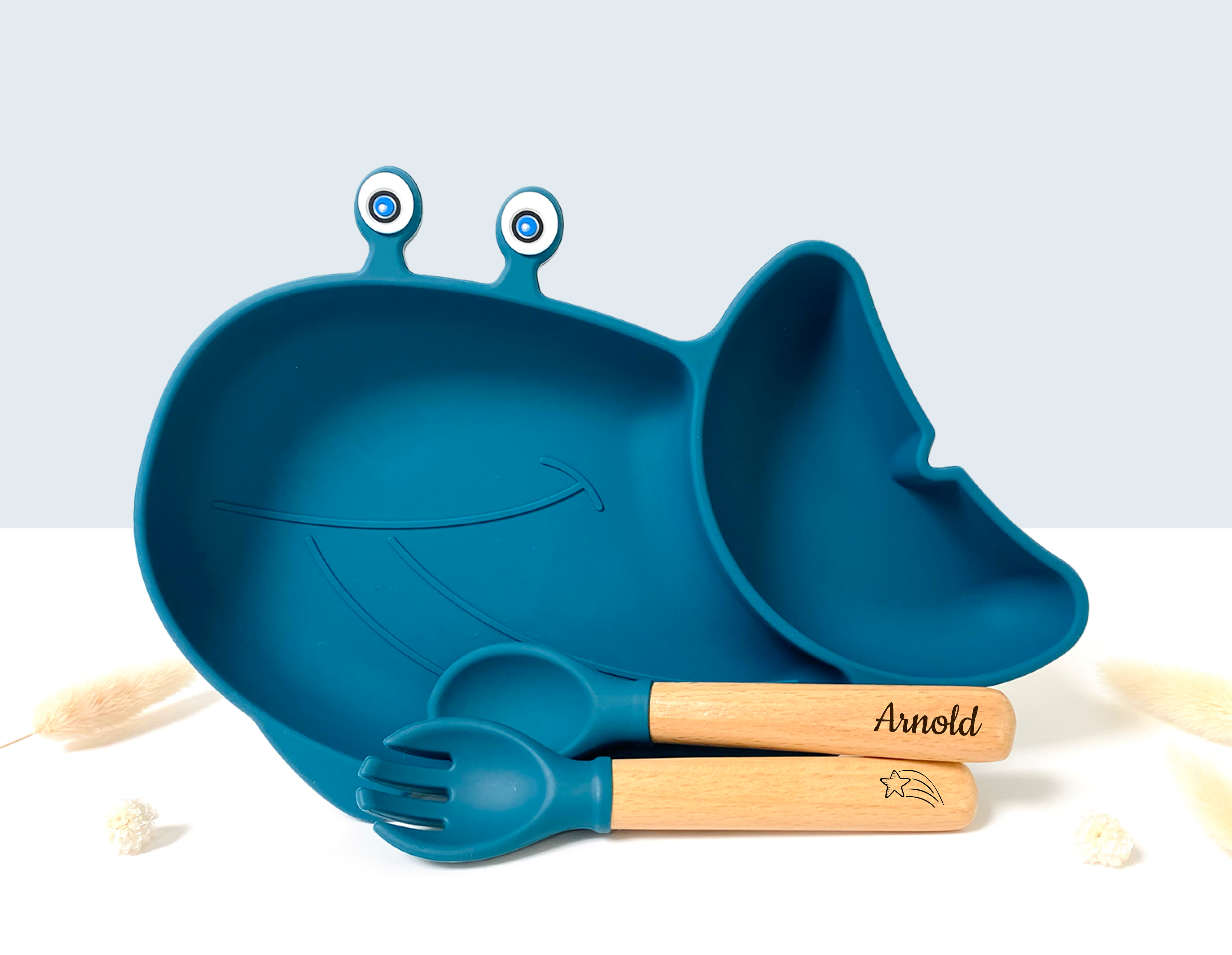 Whale shaped meal + cutlery set for children